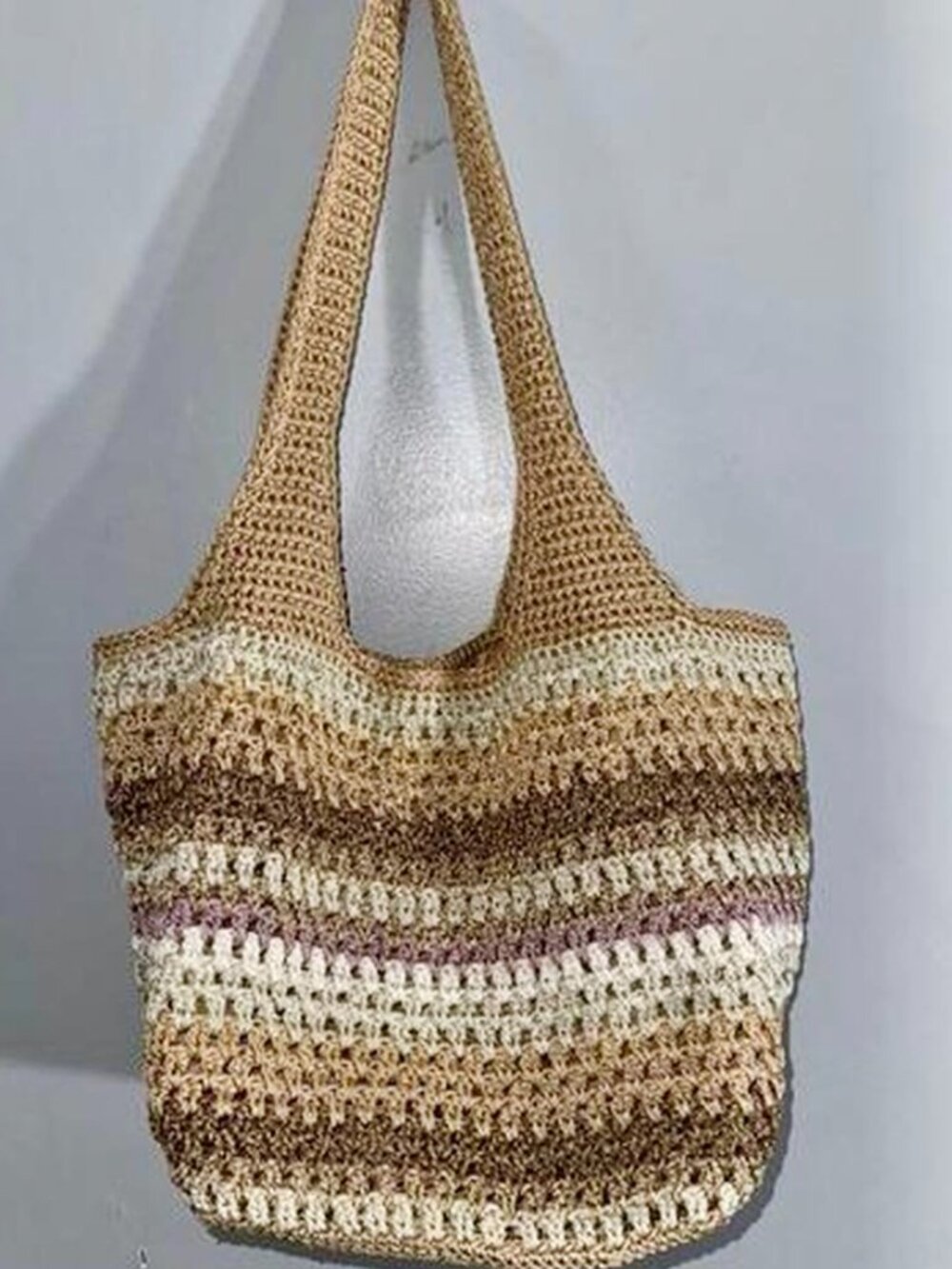 The Sak Metallic Neutrals Crochet Hobo Bag | Boho Knit Tote Bag
